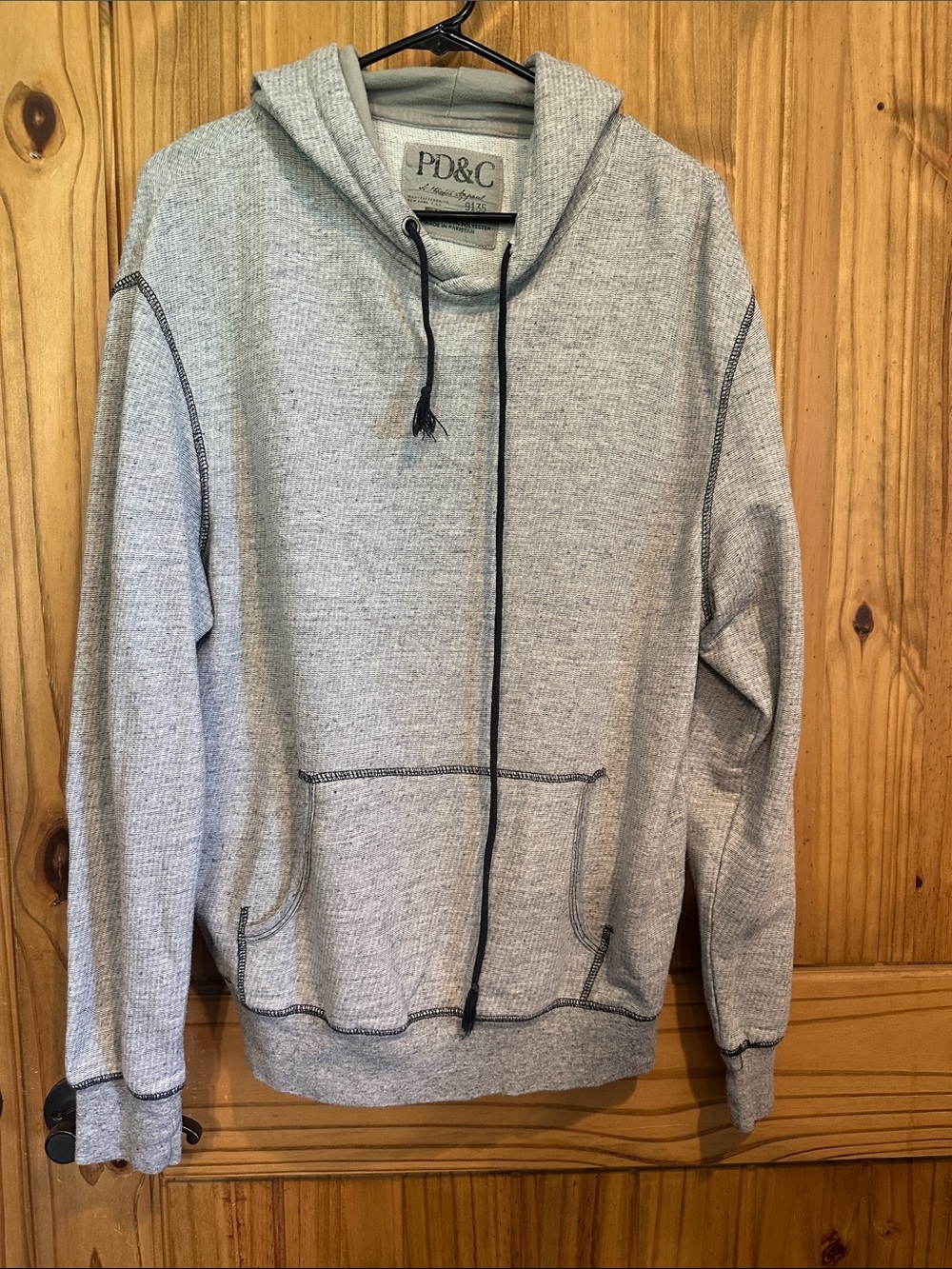 PD&C Light Gray Waffle-Knit Zip Hoodie with Dark Cord